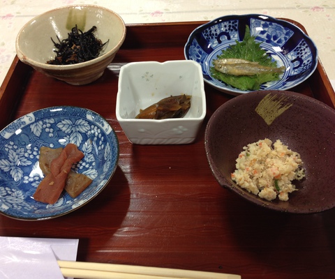 A sampler plate of various Japanese staples.