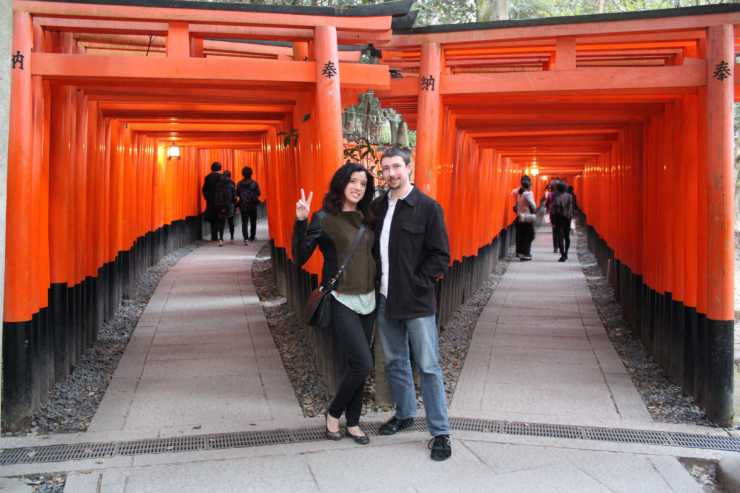 Marilyn and I where the torii split. It's funny to think how many people were lining up to take photos at this location.