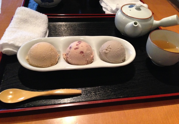 Red bean paste and other ice cream flavors.