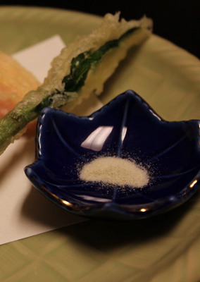 Tempura with sakura salt.