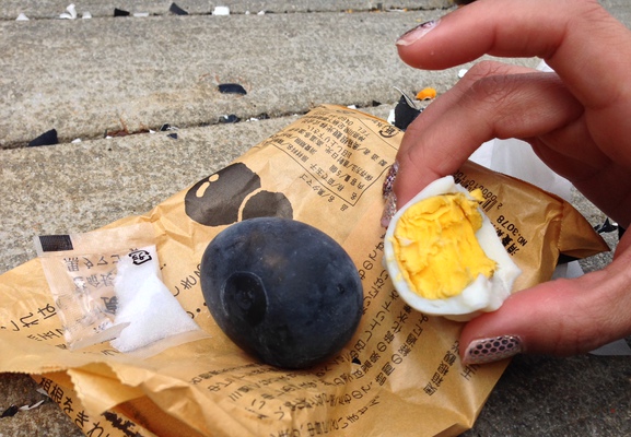 The eggs were black after boiling, but tasted the same.