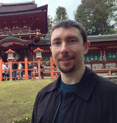 Adam in front of the main shrine.