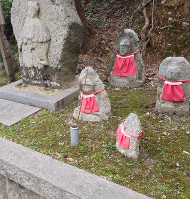 Stones along the side of the path.