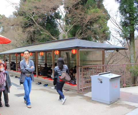 Stopping for tea on the way down.