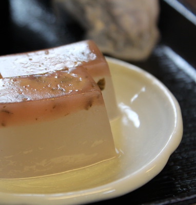 Sweet lychee jellies for dessert.