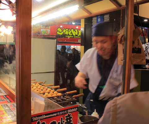This takoyaki vendor had a huge line.