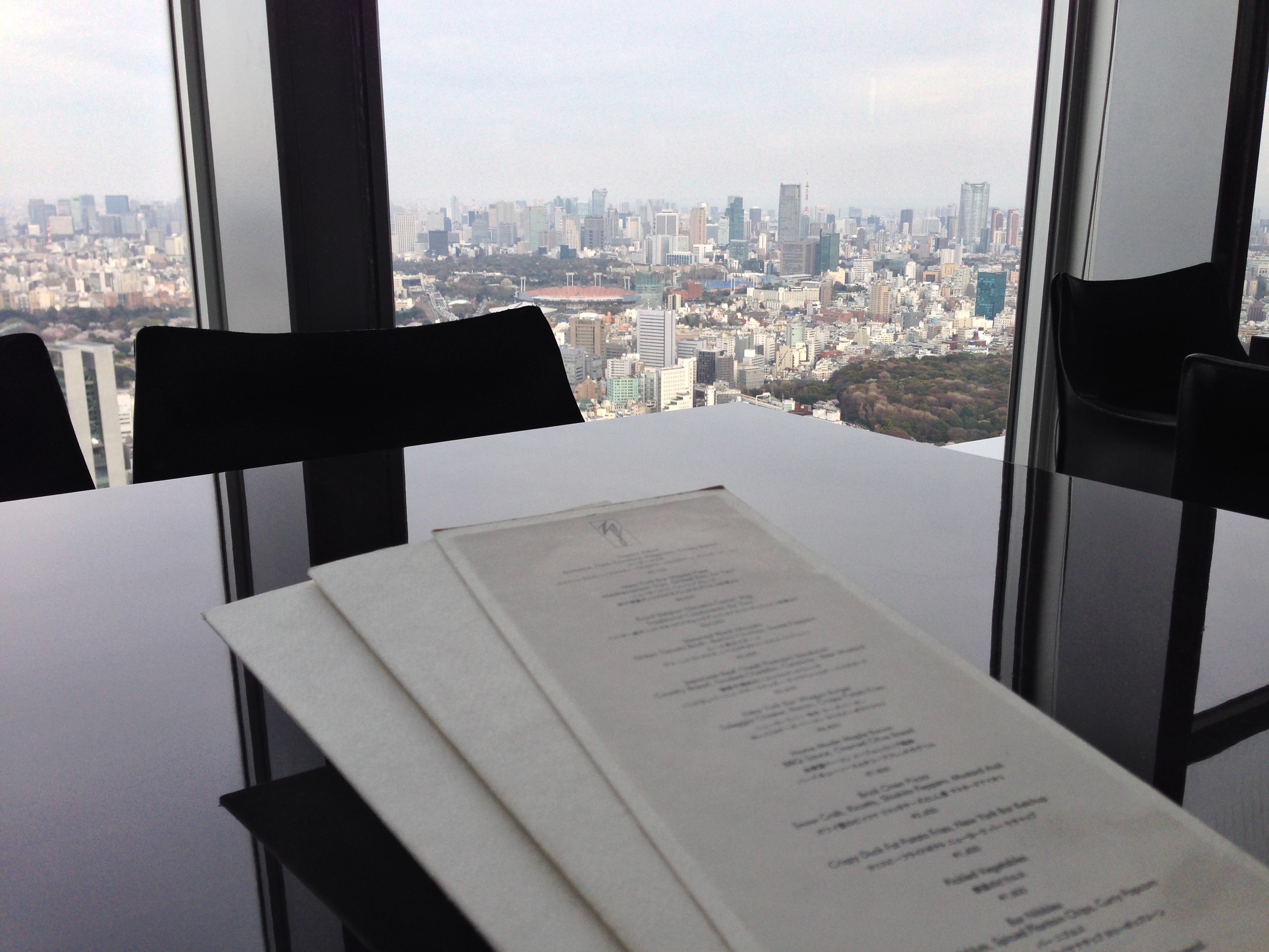 Sitting down for cocktails.