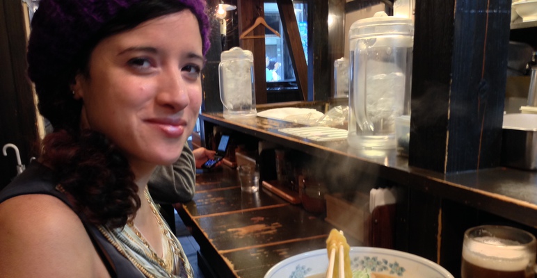 Marilyn getting ready for some Hokkaido style ramen.