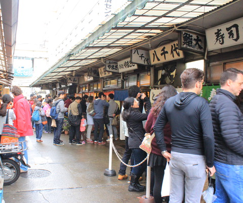 Lines to all of the sushi shops.