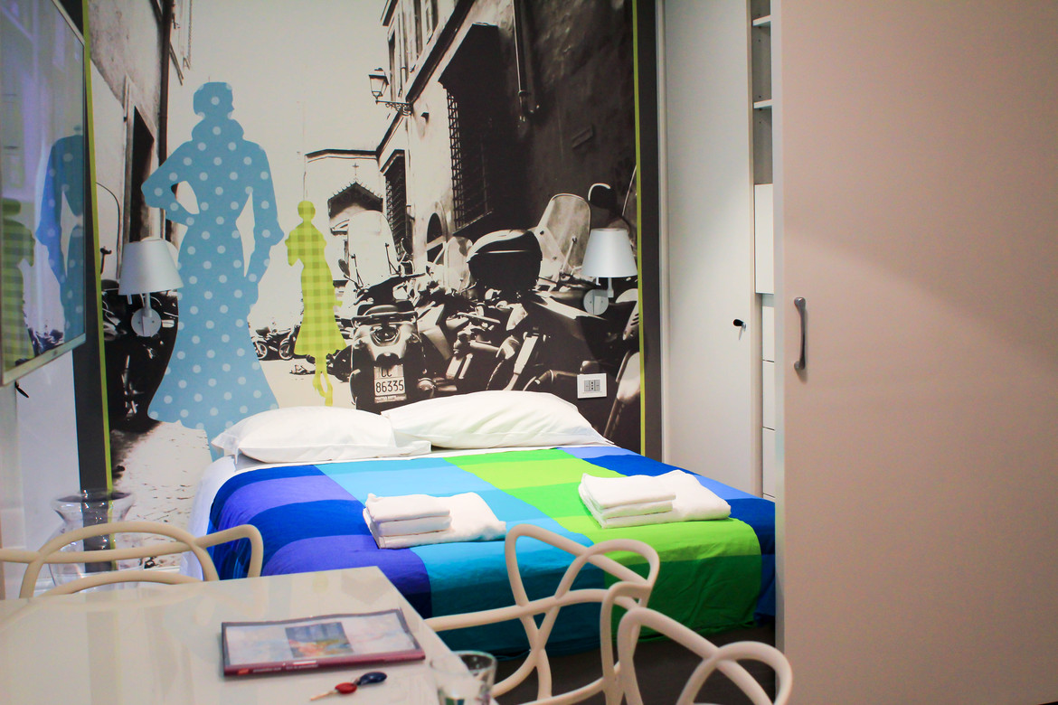 Bed area with sliding door (by Marilyn)